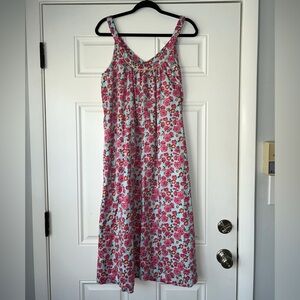 Bed head pajamas night gown dress pink midi floral 100% cotton‎ size M